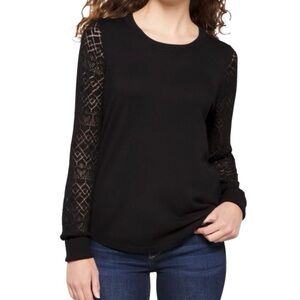 Black Lace Sleeve Women's Sweater